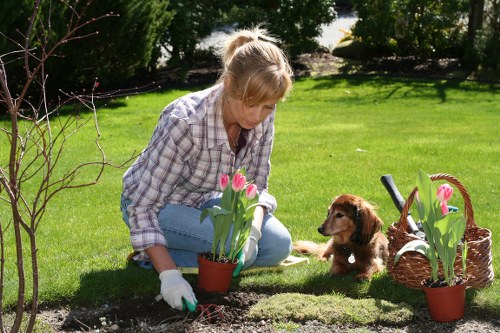 Worker wearing full PPE preparing for garden maintenance
